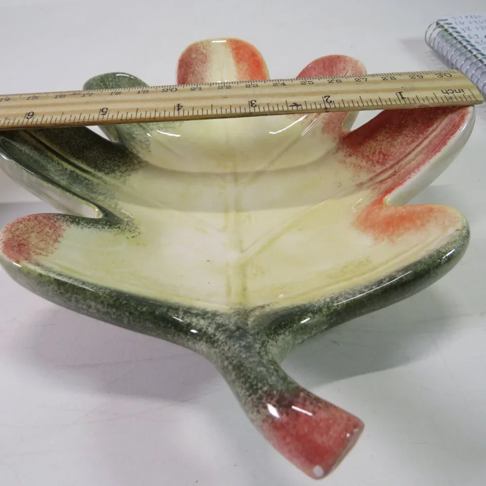 Ceramic (2) Leaf Plates Leaves Trinket Dish Fall Autumn Decor